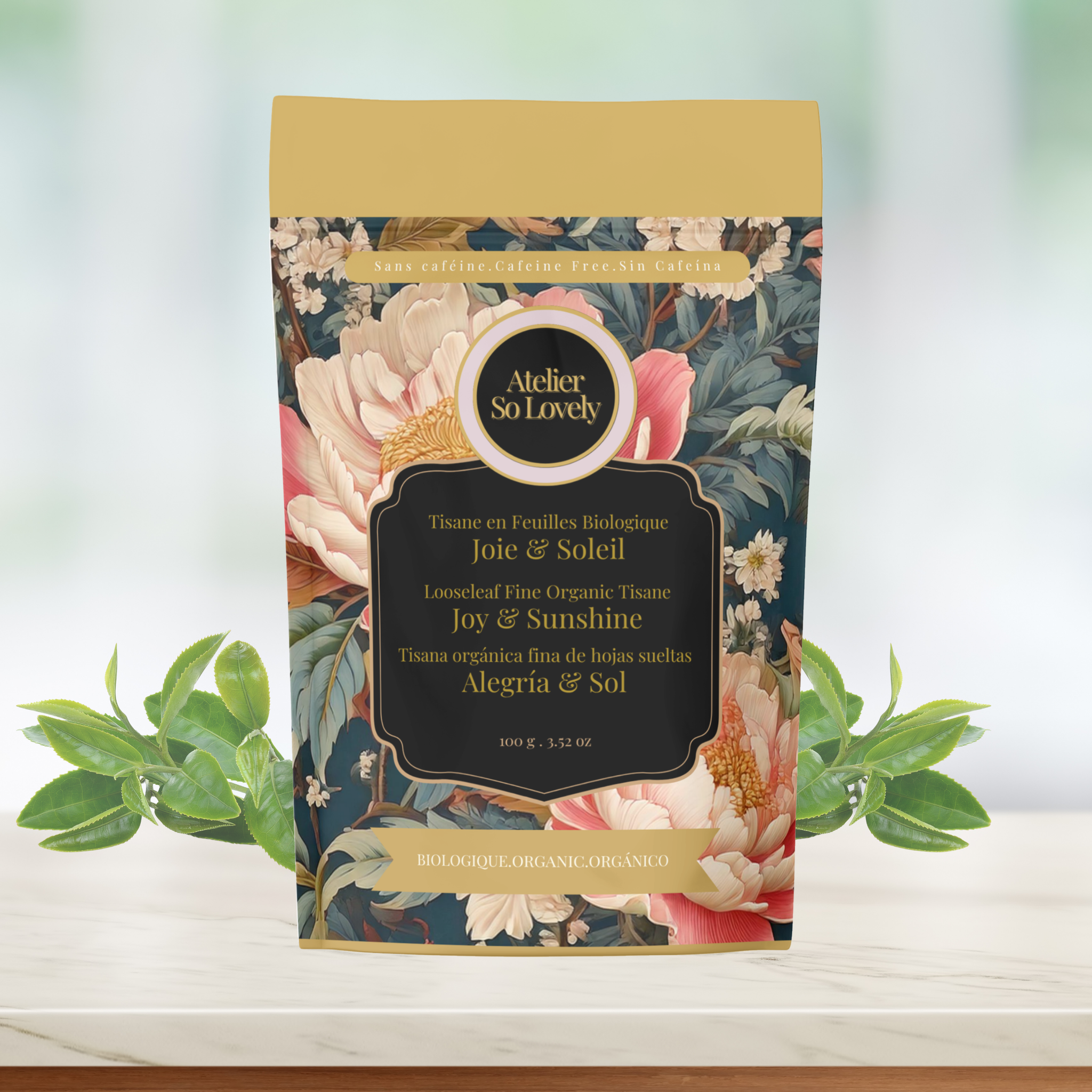 Colorful herbal tea with blue pea flower, apple, and calming adaptogens – loose leaf wellness blend

