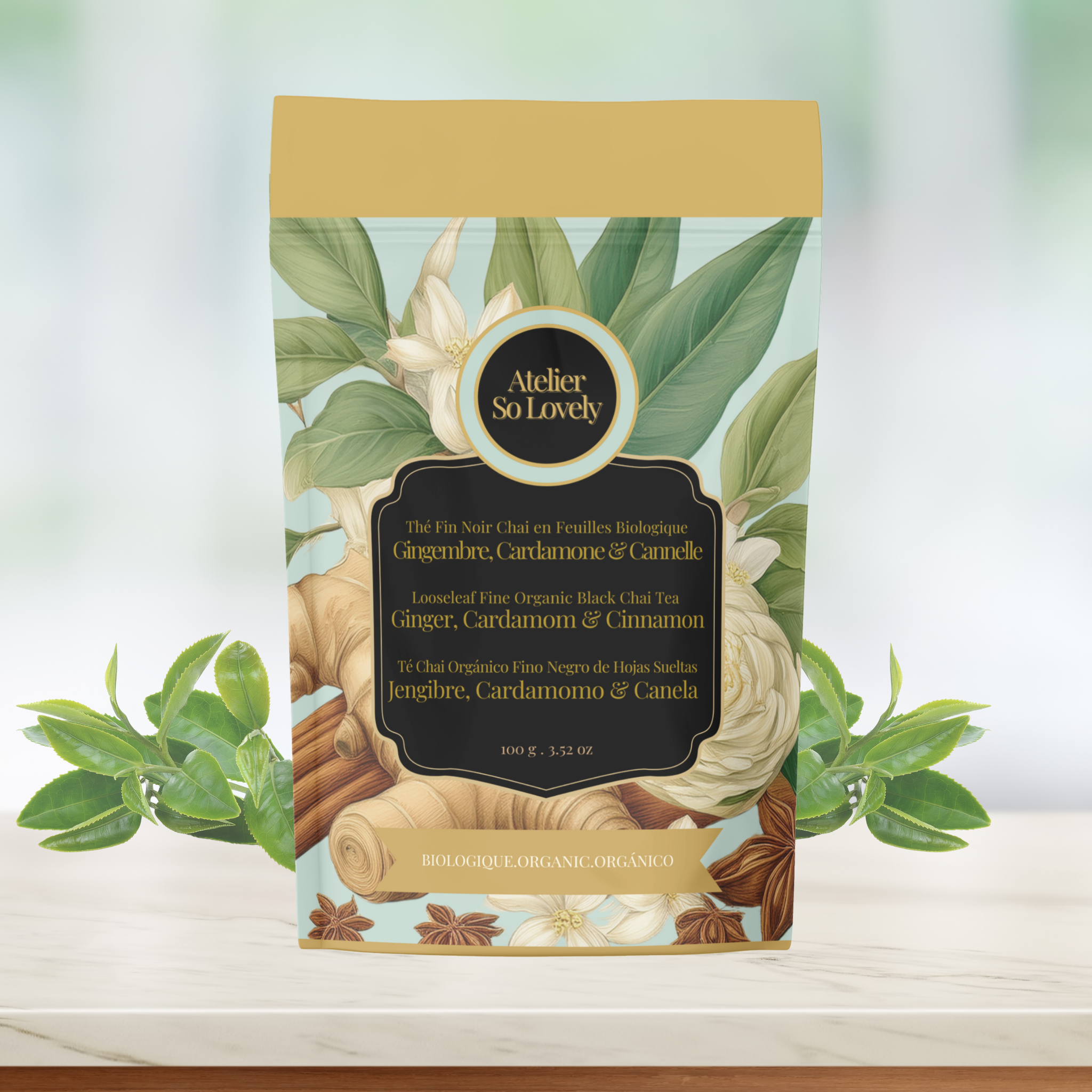 Loose leaf chai blend with black tea, ginger, and spices/ Atelier So Lovely