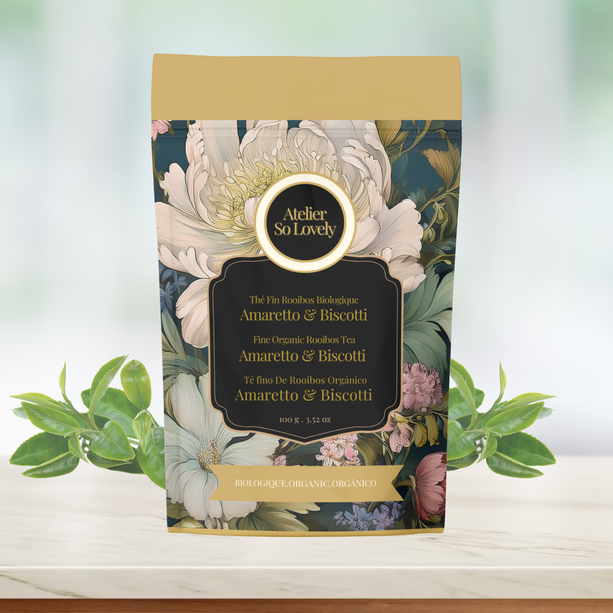 Organic rooibos tea with almonds, cardamom, and flowers – rich amaretto aroma