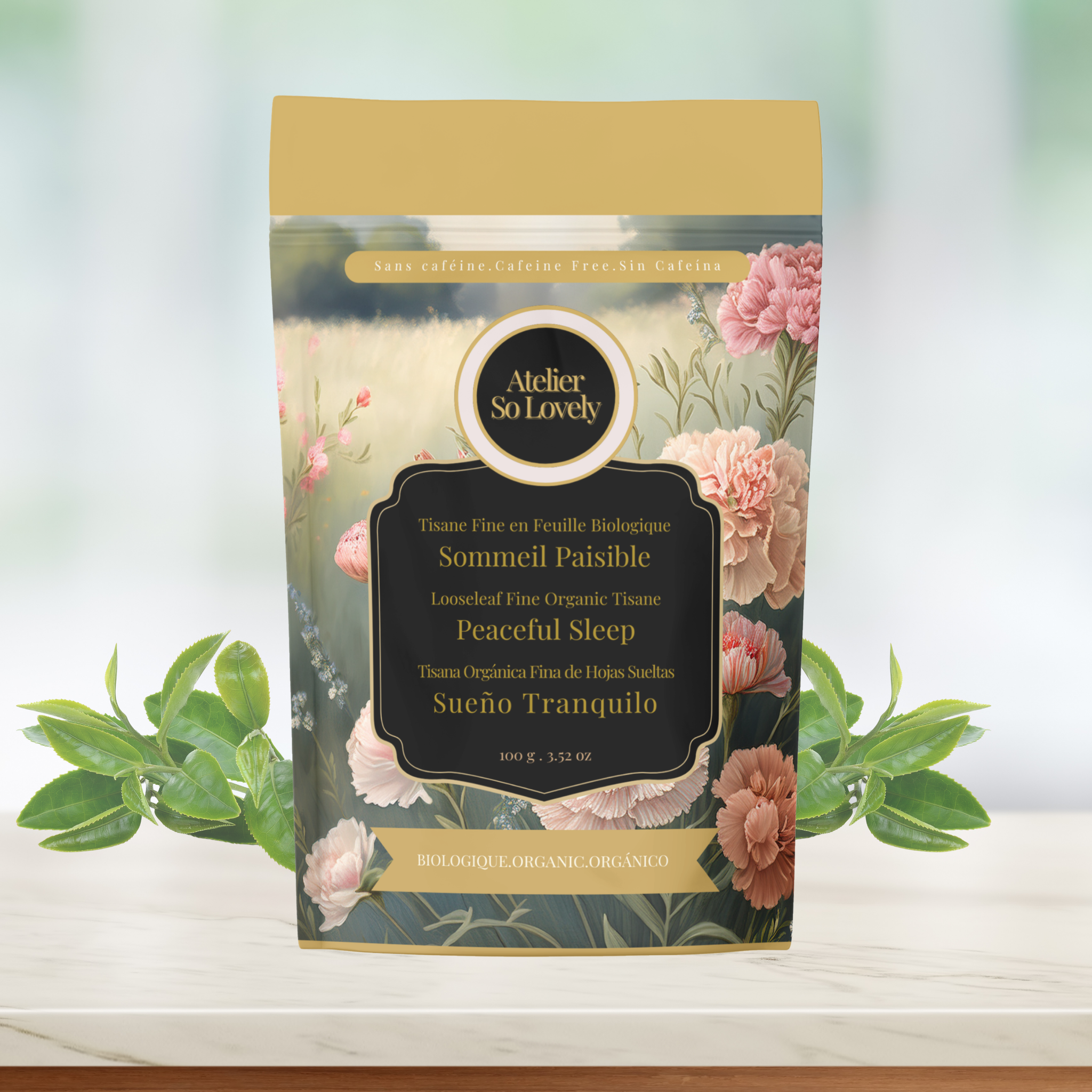 Peaceful Sleep Herbal Tea – Caffeine-Free Blend with Valerian, Chamomile, Peppermint and Lemongrass
